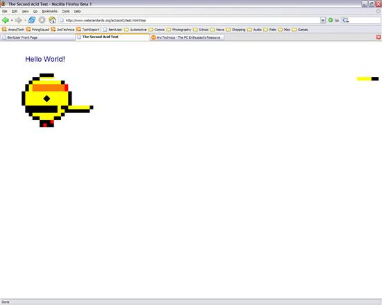 Firefox 1.5 beta 1 tries its hand at the Acid Test 2
