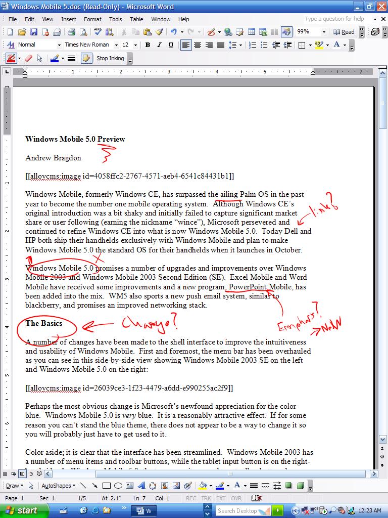 Ink Annotations in Word