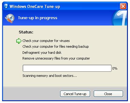 OneCare Tune-up Feature