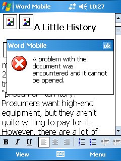 Word Mobile Problems